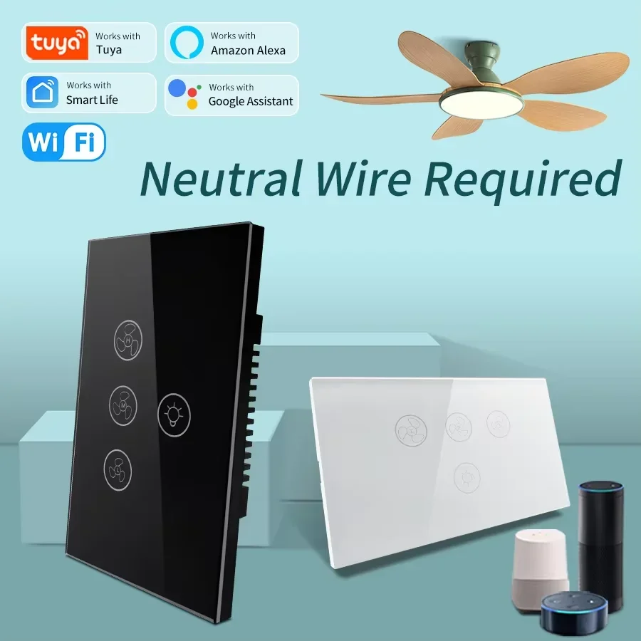 Smart Ceiling Fan Alexa Wifi - Tuya WiFi พัดลมเพดานสมาร์ทสวิทช์ Touch Interruptor Smart