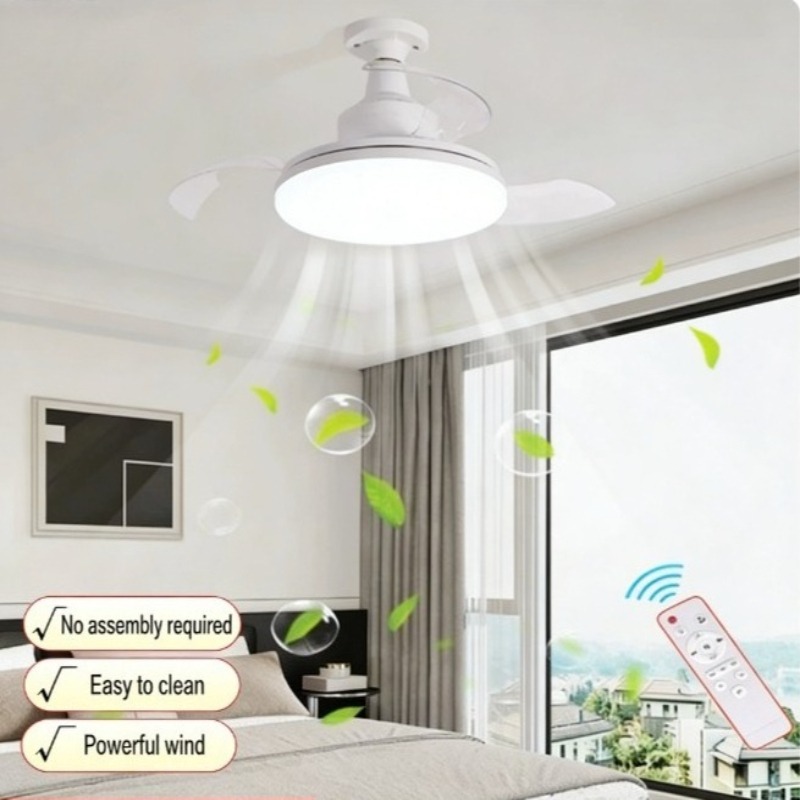 Ceiling Fan Led 3 Blade Modern - พัดลมเพดานแบบใหม่ พร้อมไฟ LED ปรับความสว่างได้ ใบพัดแบบยืดหดได้ ไร้เสียงรบกวน