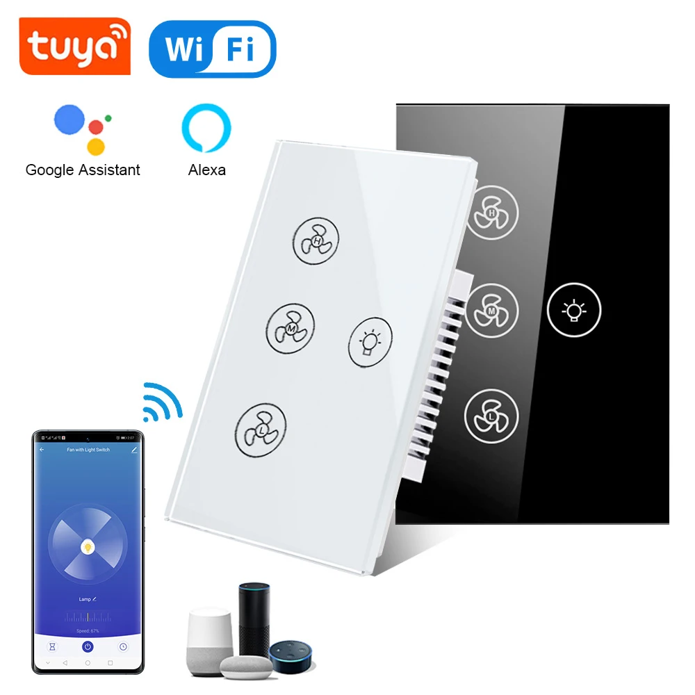 Smart Ceiling Fan Alexa Wifi - สวิตช์อัจฉริยะ Wi-Fi สำหรับพัดลมติดเพดานไฟ LED ไฟอัจฉริยะ Tuya