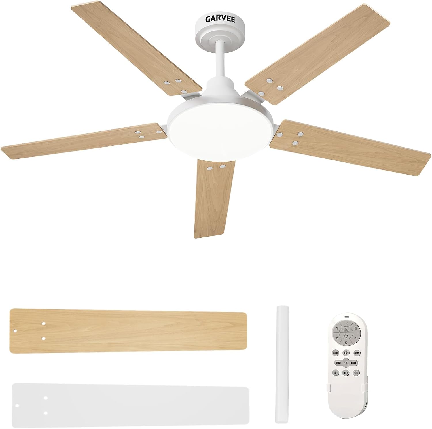 Ceiling Fan Low Profile Flush Mount - พัดลมเพดานขนาด 52 นิ้วพร้อมไฟ, พัดลมเพดานแบบติดตั้งเรียบสไตล์โมเดิร์นสำหรับใช้ภายในอาคาร | ดีไซน์บางเฉียบ,