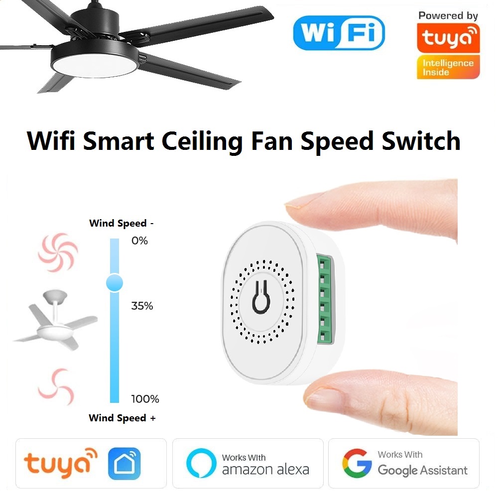 Smart Ceiling Fan Alexa Wifi - Tuya Wifi สมาร์ทเพดานพัดลมสวิทช์ความเร็ว EU 220V Mini