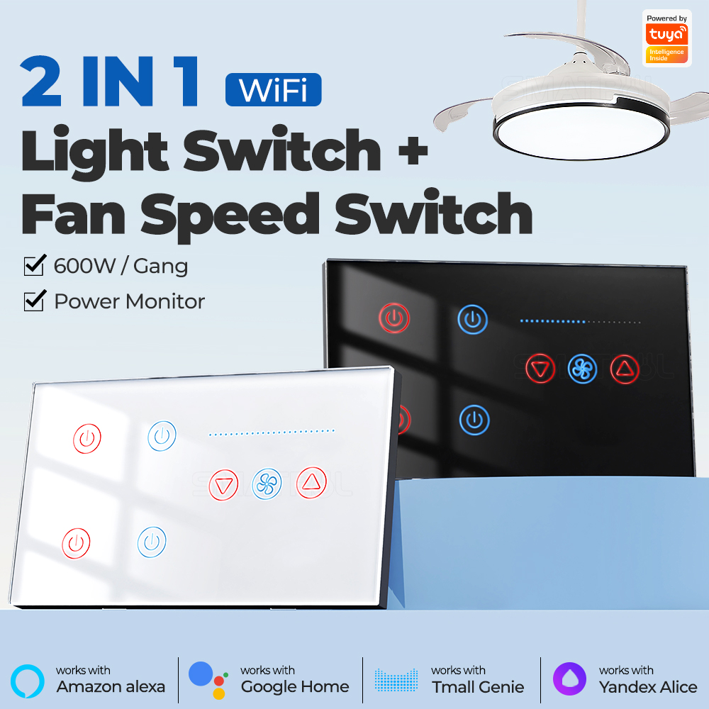Smart Ceiling Fan Alexa Wifi - Zigbee WIFI สมาร์ทสวิตช์ผนังเพดานพัดลมควบคุมความเร็ว Tuya Smart Life