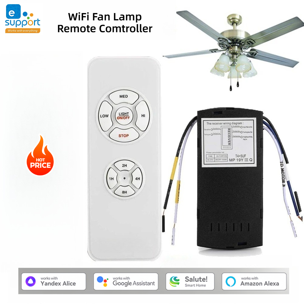Ceiling Fan With Remote Control Reversible - อีเวลิงค์ ไวไฟพัดลมเพดานรีโมทคอนโทรล AC110/220V สวิตช์ควบคุมเวลาปรับความเร็วลมเครื่องส่งสัญญาณสำหรับอลิซ ยานเดกซ์