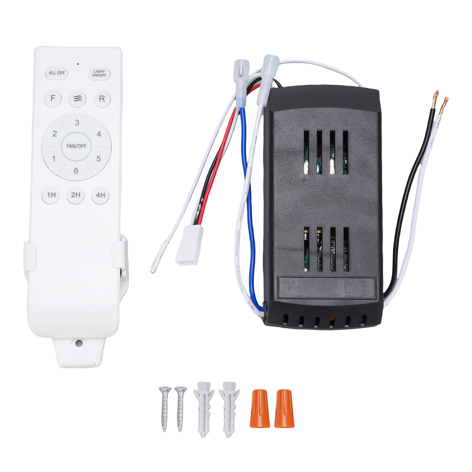 Ceiling Fan Light Kit Replacement - ตัวควบคุมพัดลมเพดาน 6 ระดับความเร็ว ชุดรีโมทคอนโทรลไฟพัดลมเพดาน ระยะไกล พร้อมตัวตั้งเวลา