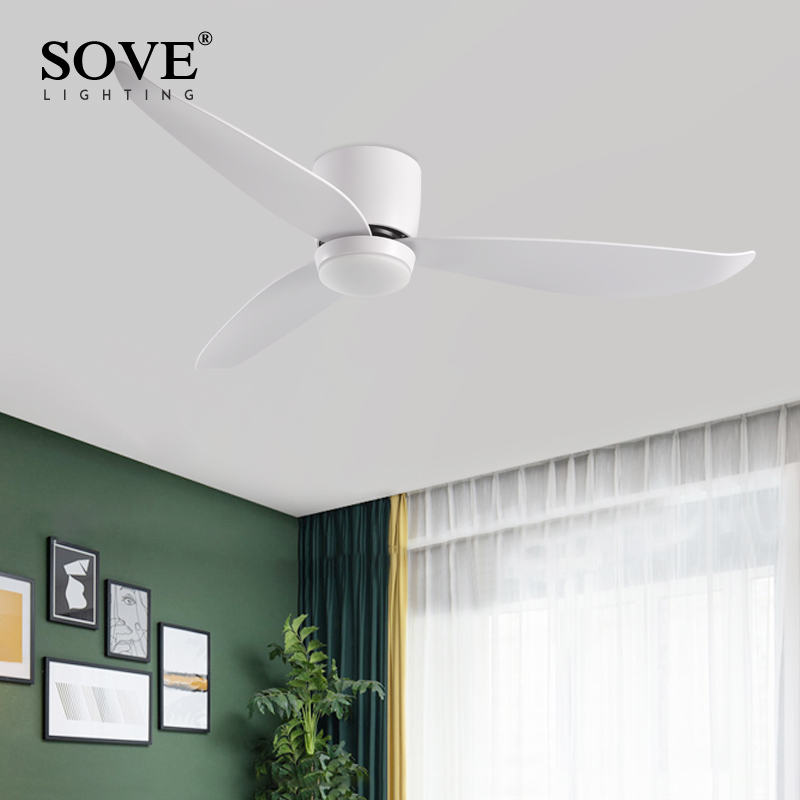 Ceiling Fan With Remote Control Reversible - พัดลมเพดาน BLDC สีขาวสไตล์โมเดิร์น พร้อมโคมไฟ พัดลมเพดานพร้อมไฟ LED