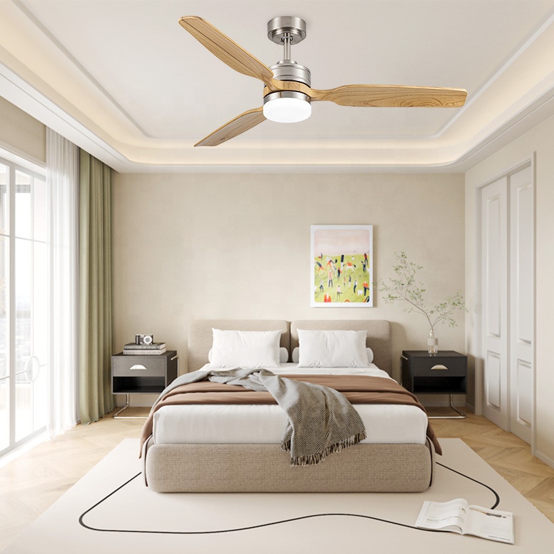 Ceiling Fan Led 3 Blade Modern - พัดลมเพดานไม้เนื้อแข็งทันสมัย 3 ใบพัด 6 ระดับความเร็ว มอเตอร์ดีซี