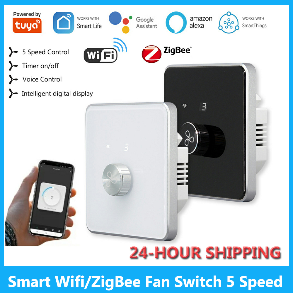 Smart Ceiling Fan Alexa Wifi - สมาร์ท Wifi/ZigBee สวิทช์พัดลม 5 ควบคุมความเร็ว EU