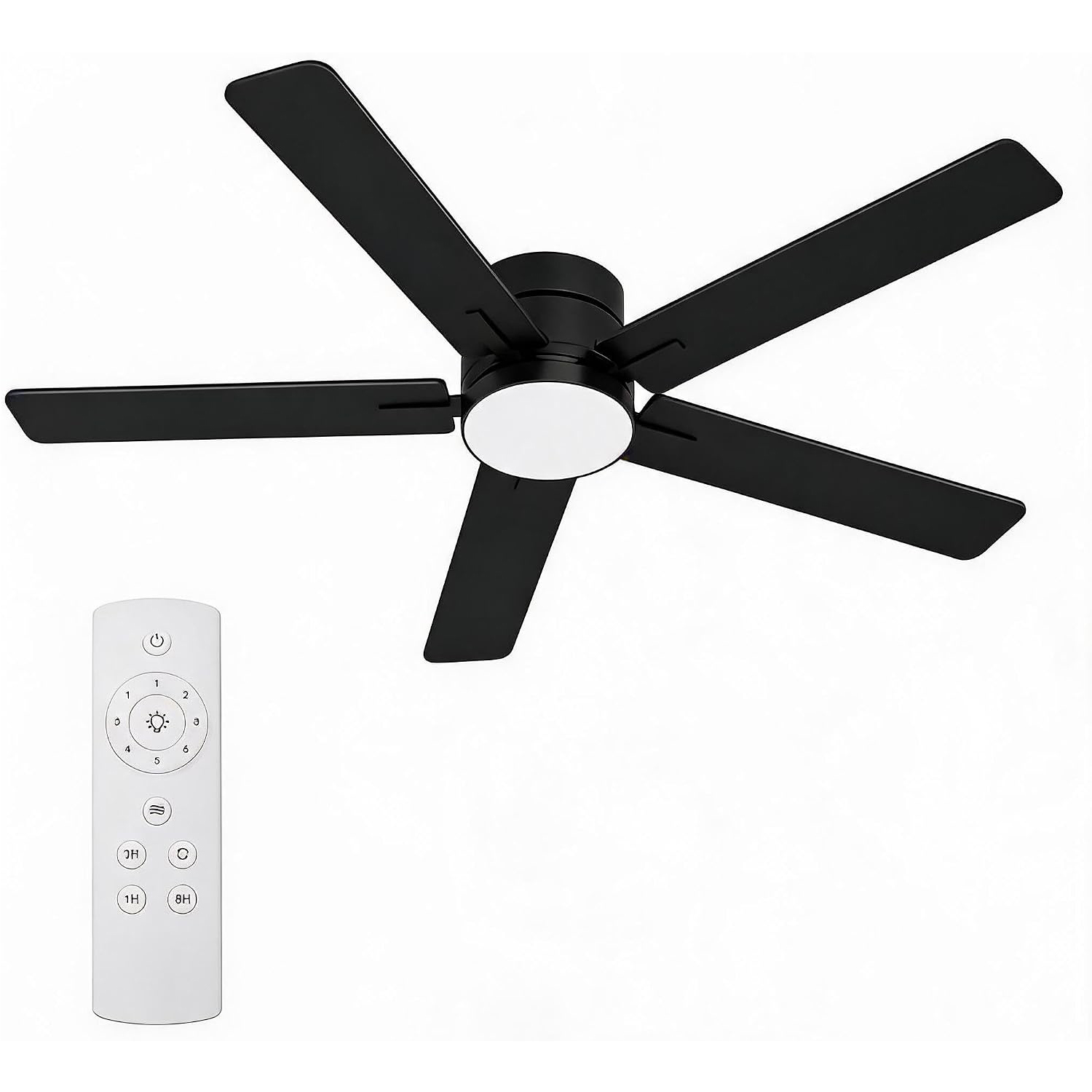 Ceiling Fan Low Profile Flush Mount - พัดลมเพดานขนาด 52 นิ้ว ดีไซน์บาง พร้อมไฟและรีโมทคอนโทรล ติดตั้งแบบฝังเพดาน