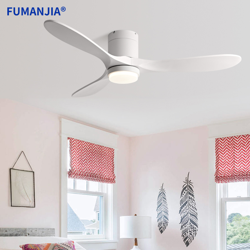 Ceiling Fan With Remote Control Reversible - พัดลมเพดาน FUMANJIA 42/52/60 นิ้ว ใบพัดไม้เนื้อแข็งสีขาว: มอเตอร์อินเวอร์เตอร์