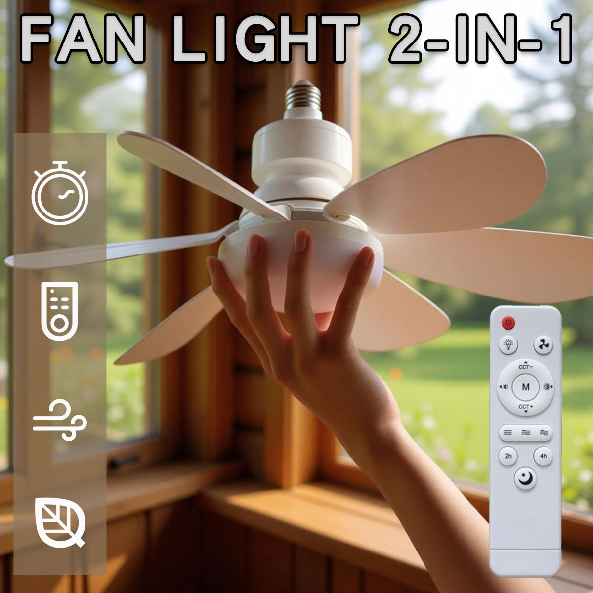 Ceiling Fan Led 3 Blade Modern - พัดลมเพดาน 6 ใบพัด พร้อมไฟ LED ขั้วหลอด