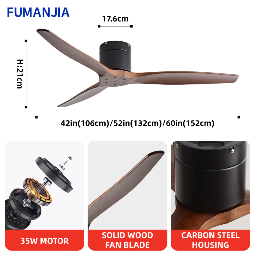 FUMANJIA 42/52/60 นิ้วพัดลมเพด - Ceiling Fan With Remote Control Reversible บทวิจารณ์และราคา