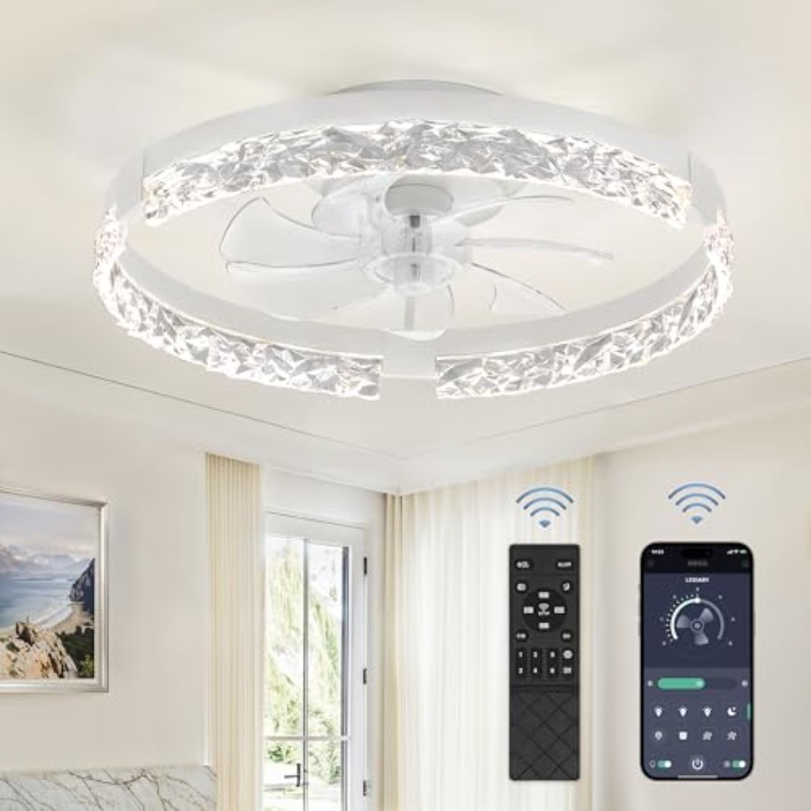 พัดลมเพดานแบบบางพร้อมไฟและรีโม - Ceiling Fan Low Profile Flush Mount บทวิจารณ์และราคา