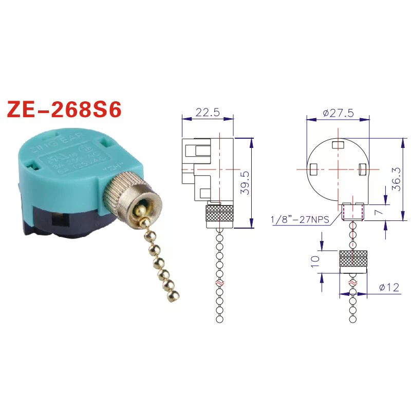 สวิตช์พัดลมเพดาน 3 ระดับ 4 สาย - Ceiling Fan Pull Chain Switch บทวิจารณ์และราคา