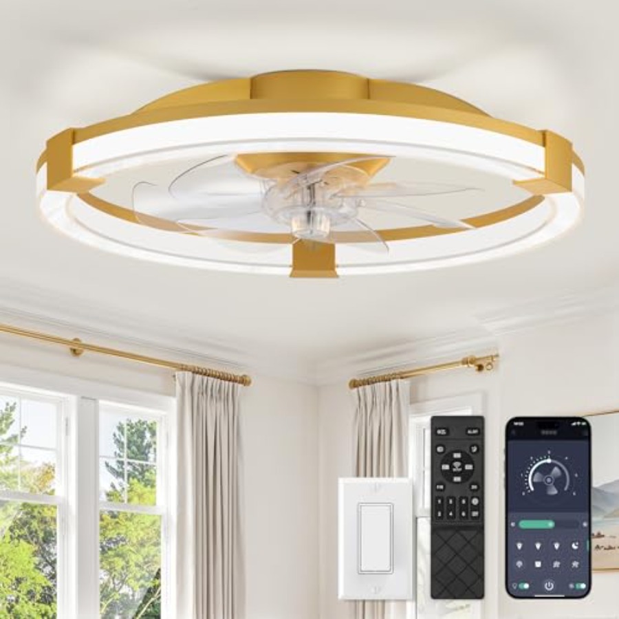 พัดลมเพดานพร้อมไฟ, พัดลมเพดานแ - Ceiling Fan Low Profile Flush Mount บทวิจารณ์และราคา