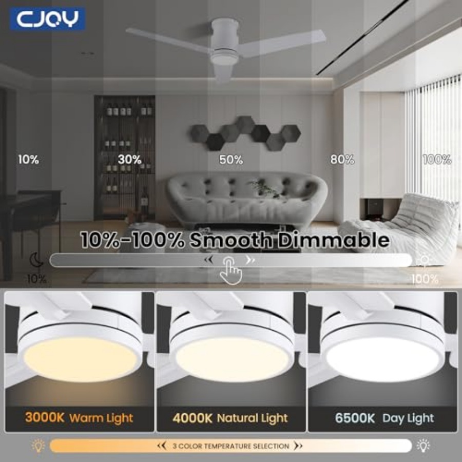 พัดลมเพดานพร้อมไฟ, พัดลมเพดานแ - Ceiling Fan Low Profile Flush Mount บทวิจารณ์และราคา