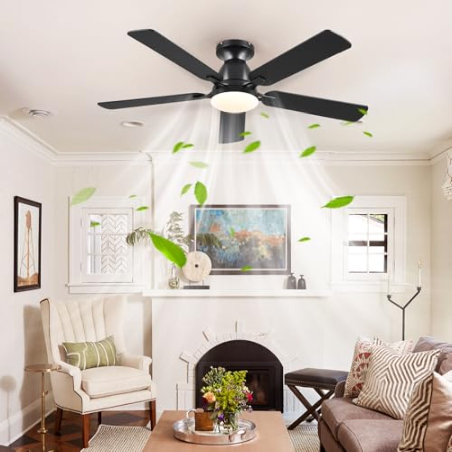 พัดลมเพดานพร้อมไฟ 52 นิ้ว พัดล - Ceiling Fan Low Profile Flush Mount บทวิจารณ์และราคา