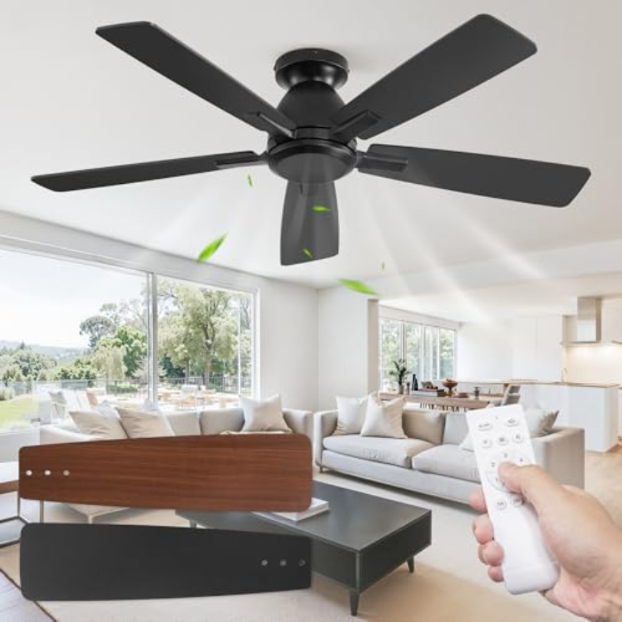 พัดลมเพดานแบบฝังไม่มีไฟ พร้อมร - Ceiling Fan Low Profile Flush Mount บทวิจารณ์และราคา