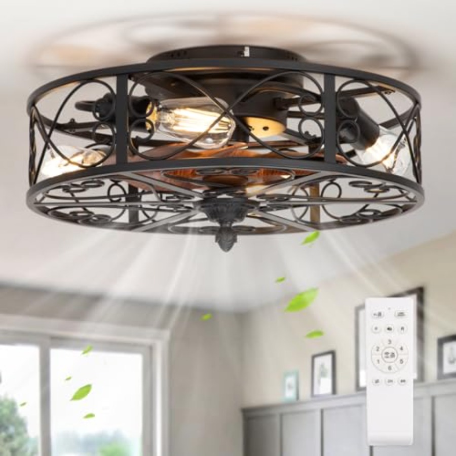 พัดลมเพดานแบบติดตั้งในกรอบพร้อ - Ceiling Fan Low Profile Flush Mount บทวิจารณ์และราคา