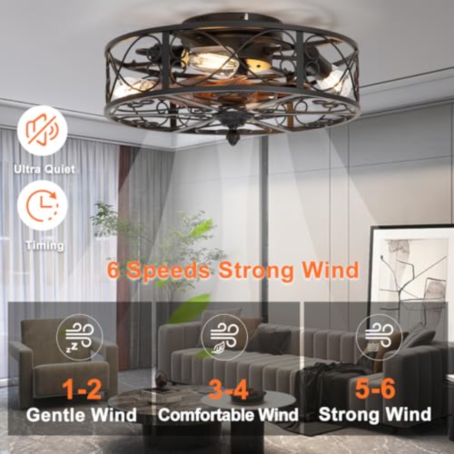 พัดลมเพดานแบบติดตั้งในกรอบพร้อ - Ceiling Fan Low Profile Flush Mount บทวิจารณ์และราคา