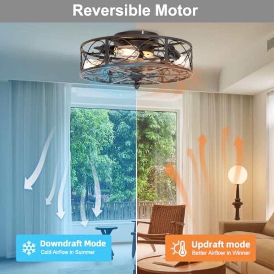 พัดลมเพดานแบบติดตั้งในกรอบพร้อ - Ceiling Fan Low Profile Flush Mount บทวิจารณ์และราคา