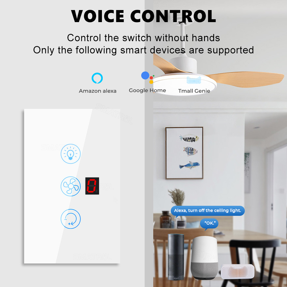 EU Us Tuya สมาร์ทสวิทช์ WiFi พ - Smart Ceiling Fan Alexa Wifi บทวิจารณ์และราคา