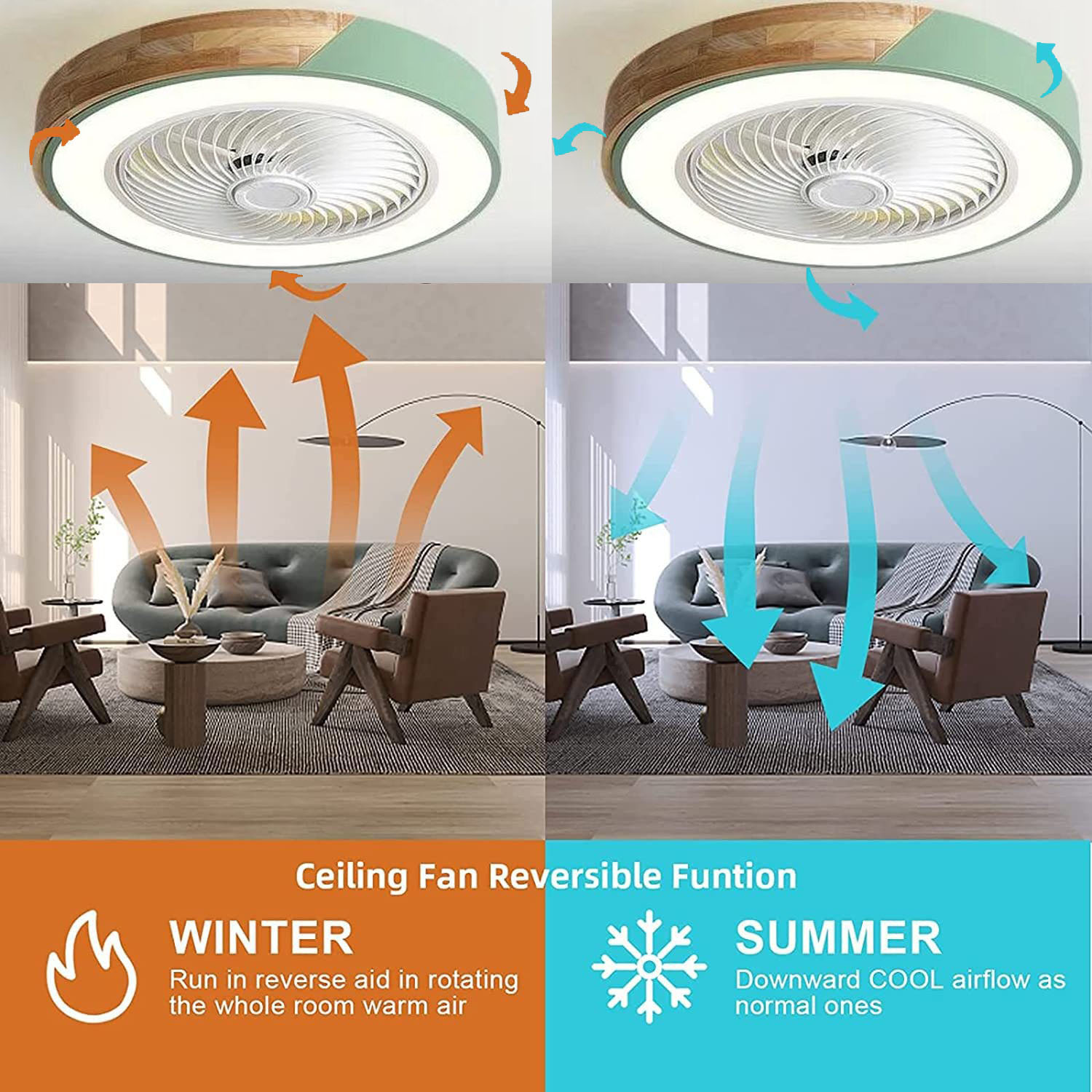 52 ซม.พัดลมเพดานโคมไฟ 220V APP - Ceiling Fan With Remote Control Reversible บทวิจารณ์และราคา