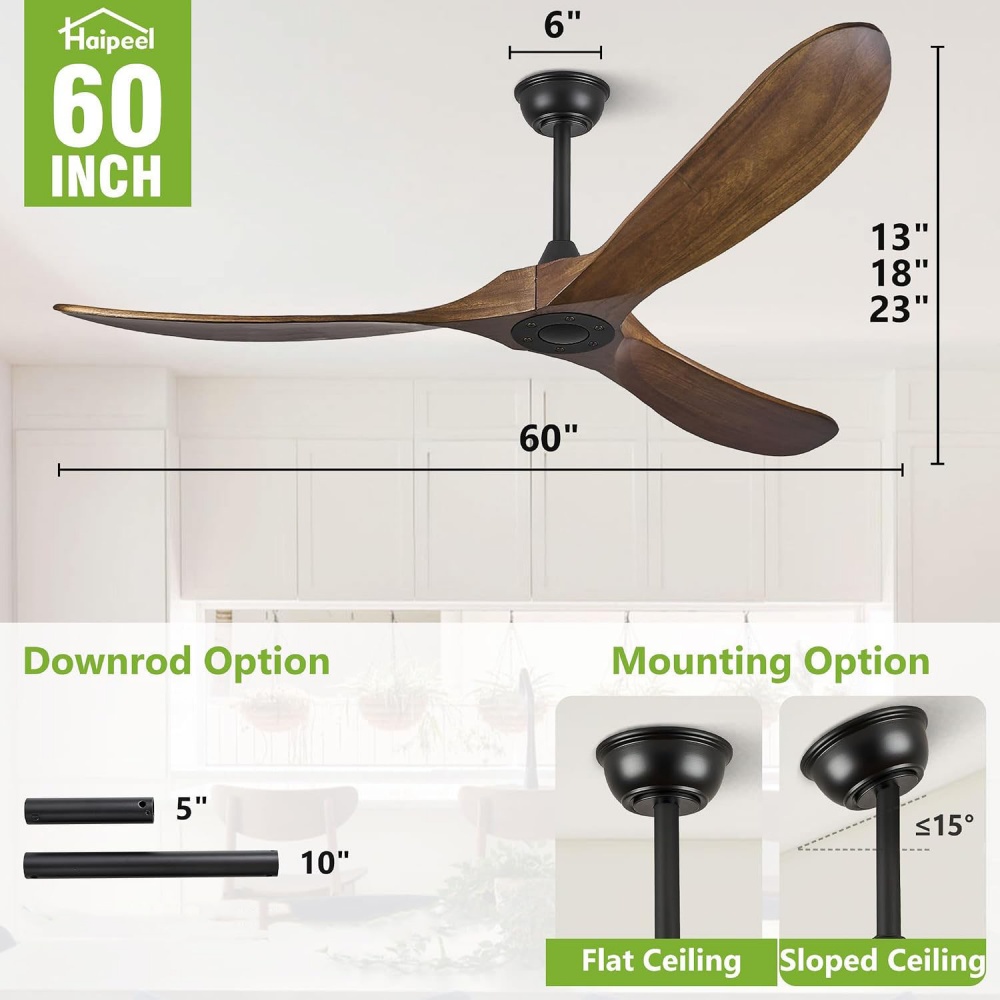 พัดลมเพดานไม้ขนาดใหญ่ 52/60 นิ - Ceiling Fan 60 Inch Industrial บทวิจารณ์และราคา