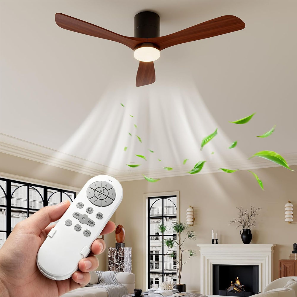 พัดลมเพดานขนาด 52 นิ้วพร้อมไฟแ - Ceiling Fan Low Profile Flush Mount บทวิจารณ์และราคา