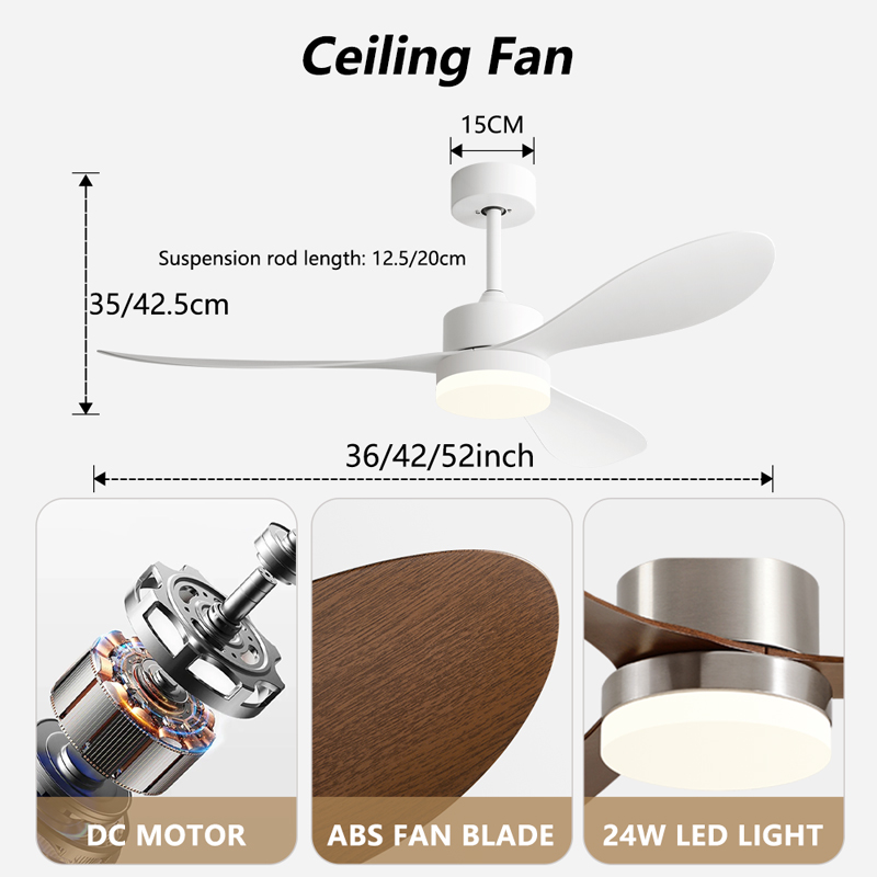 พัดลมเพดานขนาด 36/42/52 นิ้ว ส - Smart Ceiling Fan With Light Remote บทวิจารณ์และราคา