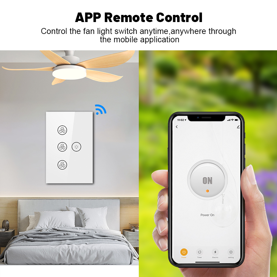 สมาร์ท Wifi พัดลมสวิทช์ไฟ,US/A - Smart Ceiling Fan Alexa Wifi บทวิจารณ์และราคา