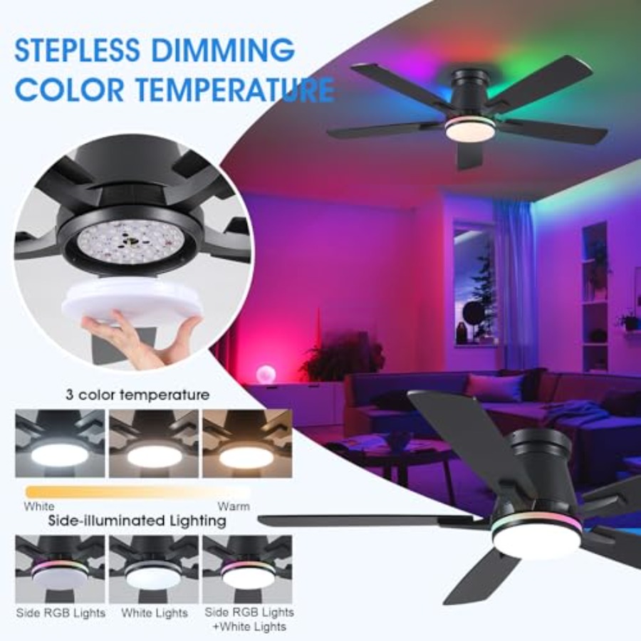 พัดลมเพดานสำหรับห้องนอนและระเบ - Ceiling Fan Low Profile Flush Mount บทวิจารณ์และราคา