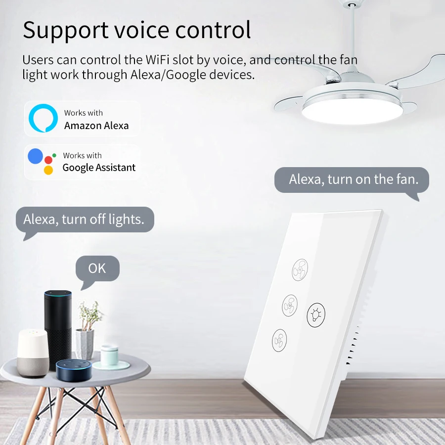สวิตช์อัจฉริยะ Wi-Fi สำหรับพัด - Smart Ceiling Fan Alexa Wifi บทวิจารณ์และราคา