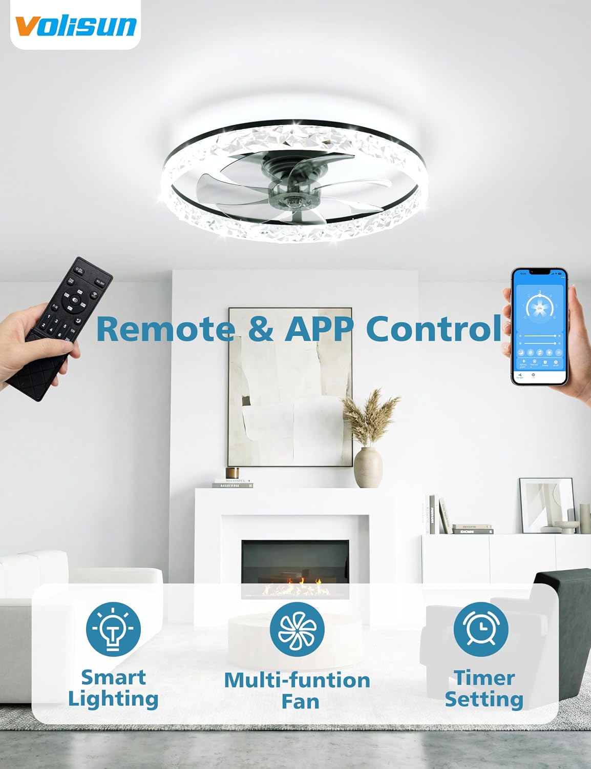 พัดลมเพดานดีไซน์ทันสมัย ขนาด 2 - Ceiling Fan Low Profile Flush Mount บทวิจารณ์และราคา