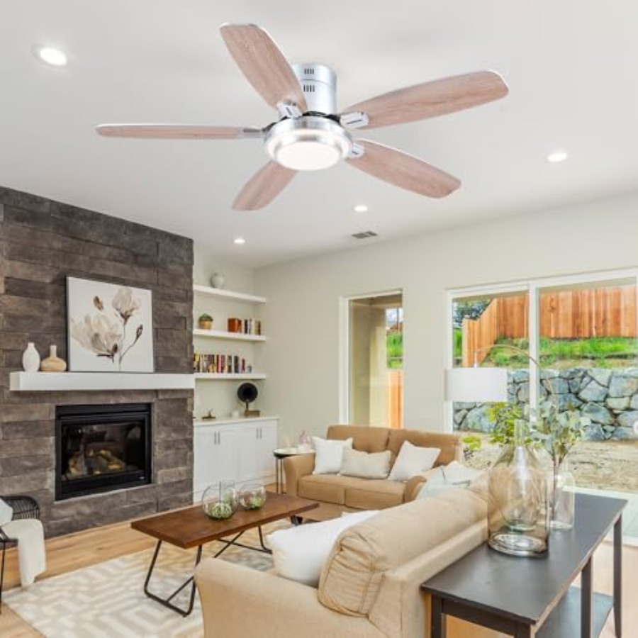 พัดลมเพดานแบบติดตั้งแนบเพดานพร - Ceiling Fan Low Profile Flush Mount บทวิจารณ์และราคา