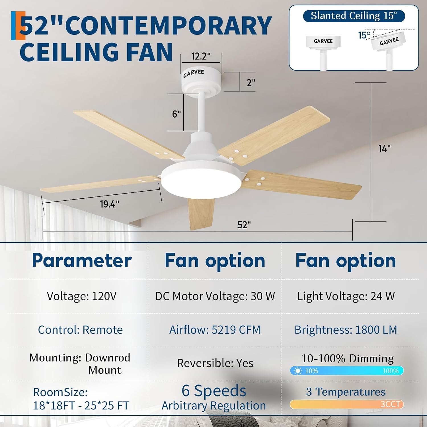 พัดลมเพดานขนาด 52 นิ้วพร้อมไฟ, - Ceiling Fan Low Profile Flush Mount บทวิจารณ์และราคา