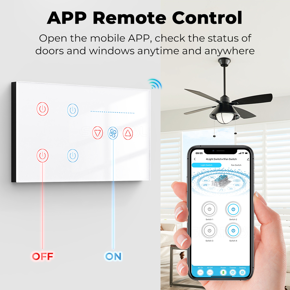 Zigbee WIFI สมาร์ทสวิตช์ผนังเพ - Smart Ceiling Fan Alexa Wifi บทวิจารณ์และราคา