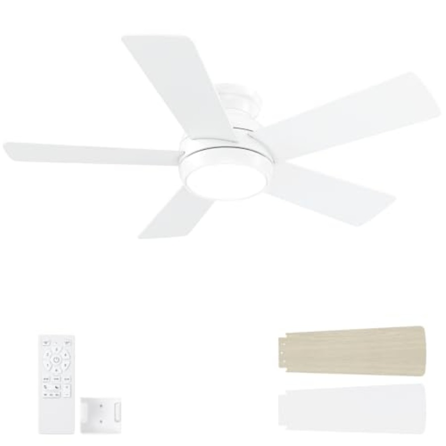 พัดลมเพดานพร้อมไฟและรีโมท, พัด - Ceiling Fan Low Profile Flush Mount บทวิจารณ์และราคา