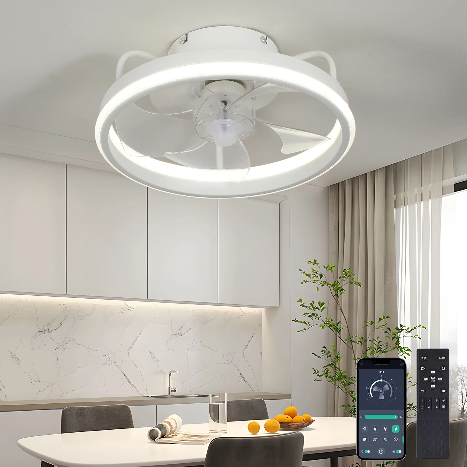 โมเดิร์นไฟ LED เพดานพัดลมรีโมท - Ceiling Fan With Remote Control Reversible บทวิจารณ์และราคา