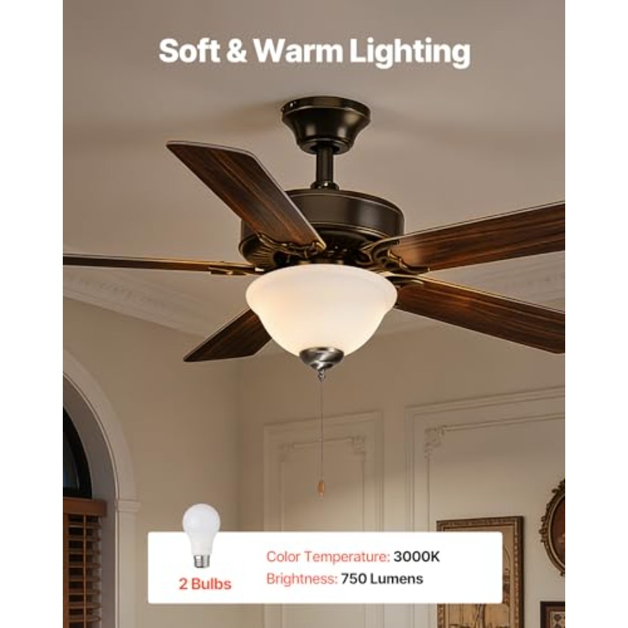 ชุดไฟพัดลมเพดาน 750lm 3000K รู - Ceiling Fan Light Kit Replacement บทวิจารณ์และราคา