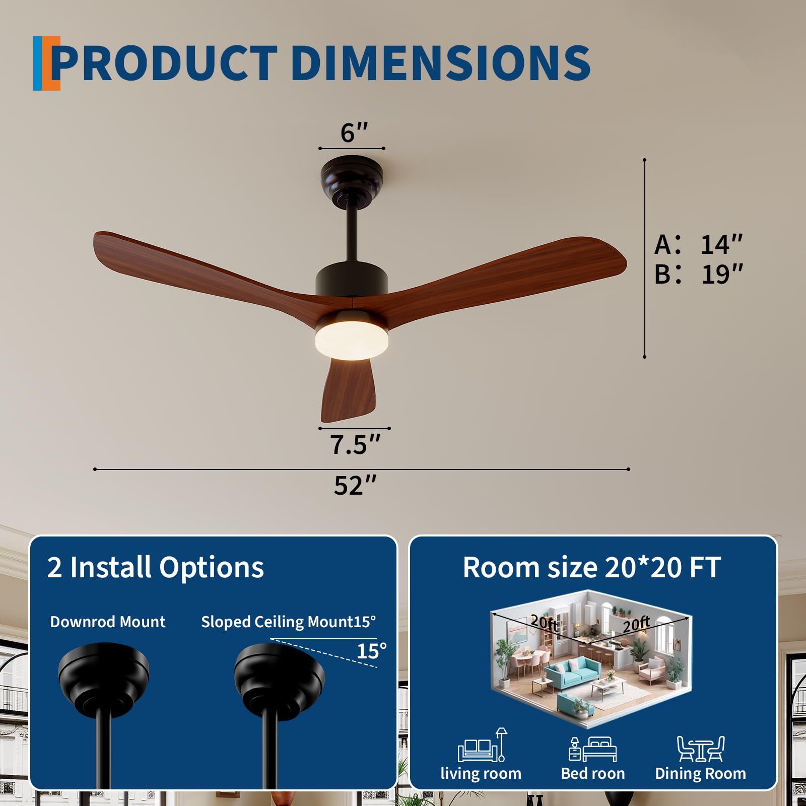 พัดลมเพดานพร้อมไฟและรีโมท ปรับ - Ceiling Fan Led 3 Blade Modern บทวิจารณ์และราคา