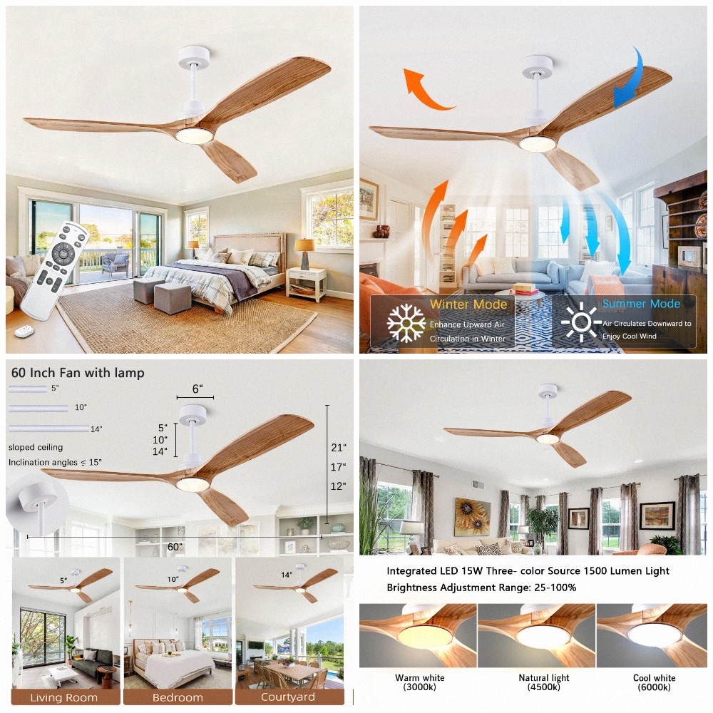 พัดลมเพดานไม้ธรรมชาติขนาด 42/5 - Ceiling Fan Dc Motor 52 Inch บทวิจารณ์และราคา
