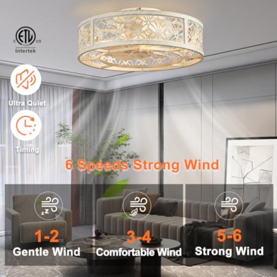 พัดลมเพดานแบบมีกรอบขนาด 18 นิ้ - Ceiling Fan Low Profile Flush Mount บทวิจารณ์และราคา