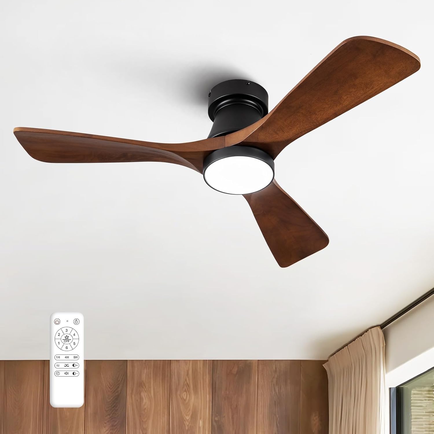 พัดลมเพดานแบบติดตั้งเรียบ ขนาด - Ceiling Fan With Remote Control Reversible บทวิจารณ์และราคา
