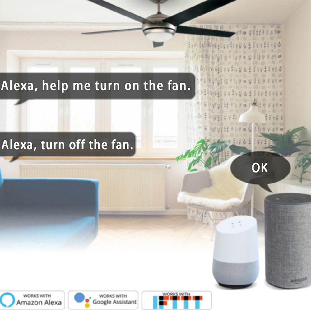 สวิตช์พัดลมอัจฉริยะ Wifi พัดลม - Smart Ceiling Fan Alexa Wifi บทวิจารณ์และราคา
