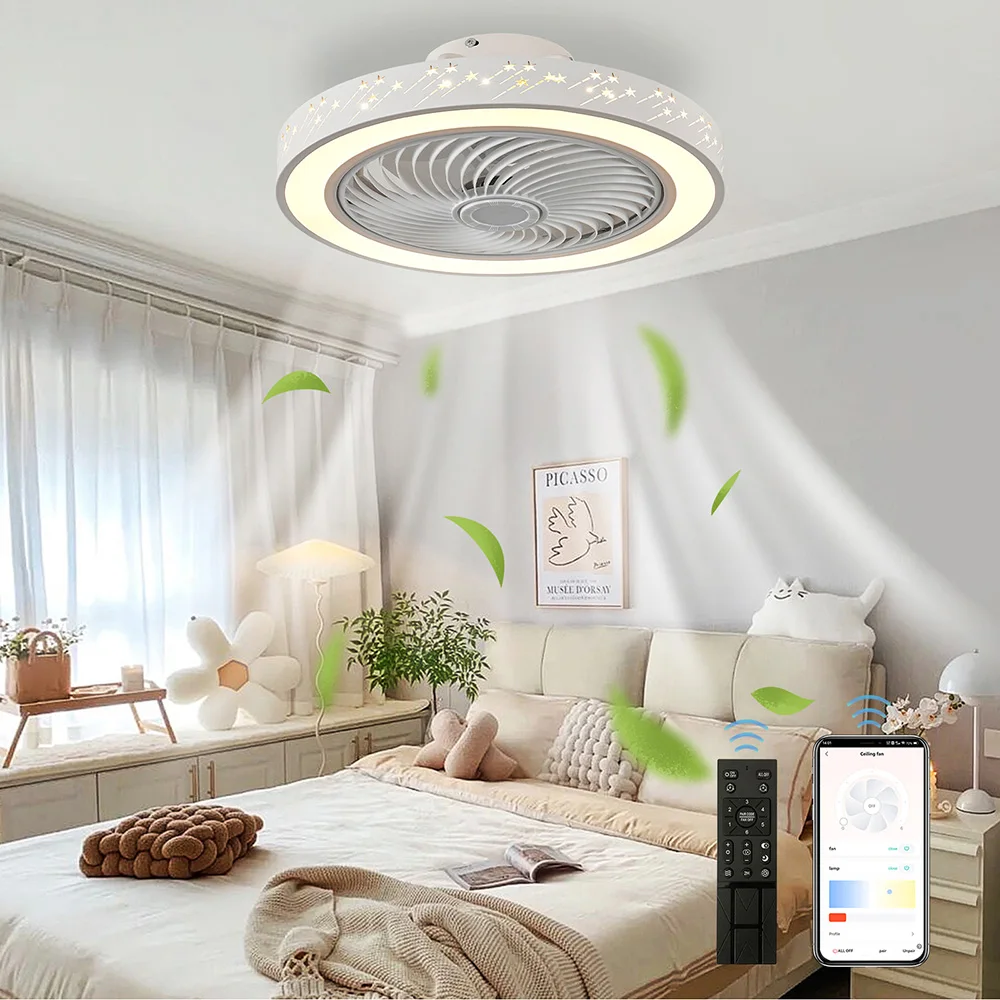 พัดลมเพดาน 46 ซม. ควบคุมด้วยแอ - Smart Ceiling Fan With Light Remote บทวิจารณ์และราคา