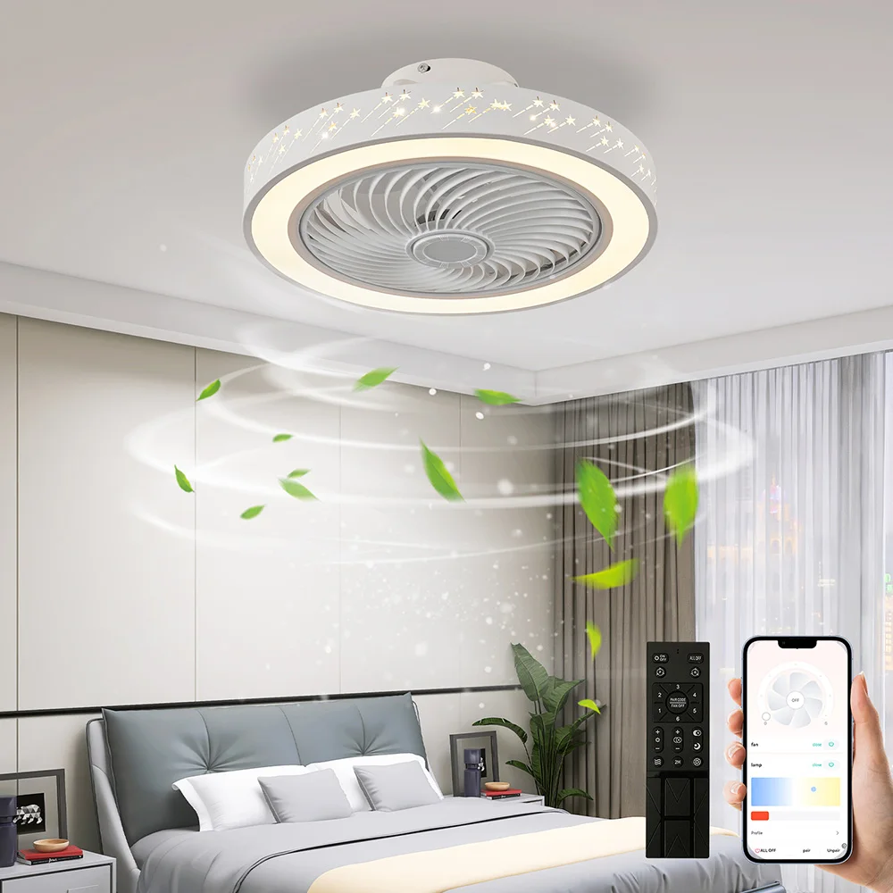 พัดลมเพดาน 46 ซม. ควบคุมด้วยแอ - Smart Ceiling Fan With Light Remote บทวิจารณ์และราคา
