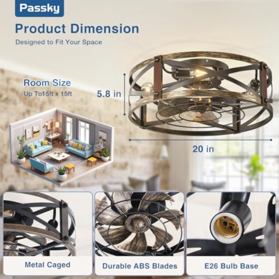พัดลมเพดานแบบติดตั้งบนเพดานขนา - Ceiling Fan Low Profile Flush Mount บทวิจารณ์และราคา
