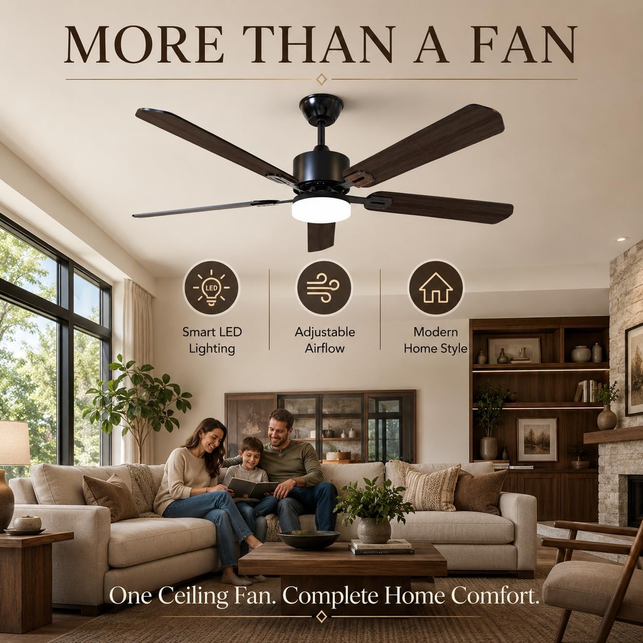 พัดลมเพดานขนาด 42 นิ้วพร้อมไฟแ - Ceiling Fan Led 3 Blade Modern บทวิจารณ์และราคา