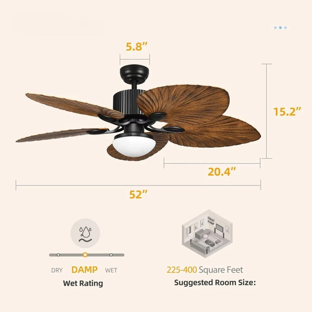 พัดลมเพดานสไตล์ทรอปิคอลขนาด 52 - Ceiling Fan Dc Motor 52 Inch บทวิจารณ์และราคา