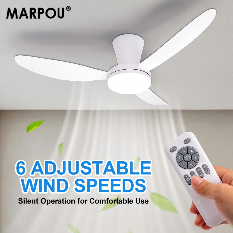 MARPOU พัดลมเพดานแบบเรียบง่ายพ - Ceiling Fan Led 3 Blade Modern บทวิจารณ์และราคา